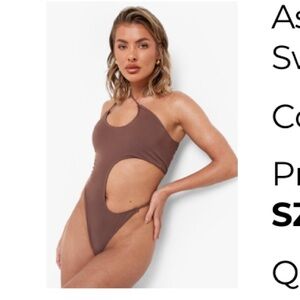 Brown Asymmetrical Swimsuit